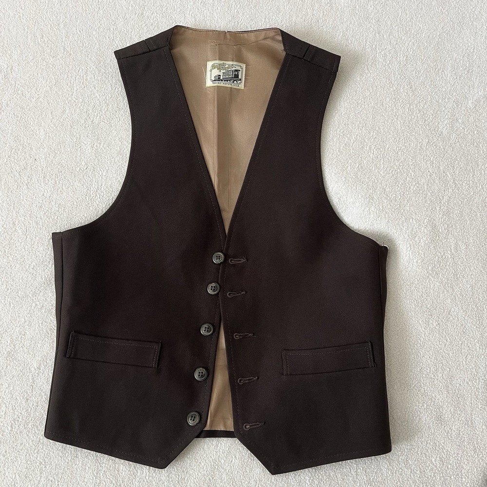 Angels Flight 70s Vintage Brown Suit Vest Size 34 USA Disco Waistcoat